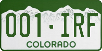 CO license plate 001IRF