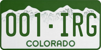 CO license plate 001IRG