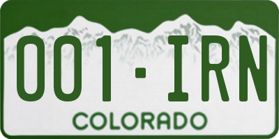 CO license plate 001IRN