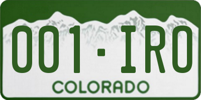 CO license plate 001IRO