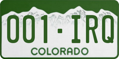 CO license plate 001IRQ