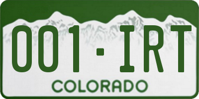 CO license plate 001IRT