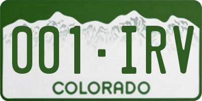 CO license plate 001IRV