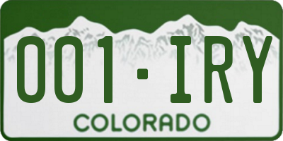 CO license plate 001IRY