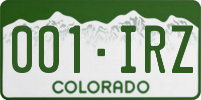 CO license plate 001IRZ