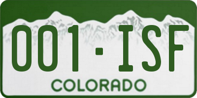 CO license plate 001ISF