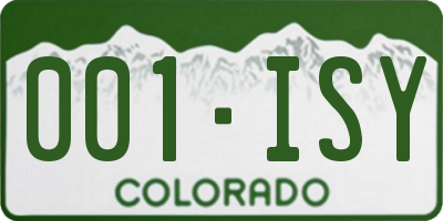 CO license plate 001ISY