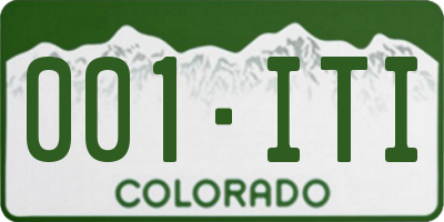 CO license plate 001ITI