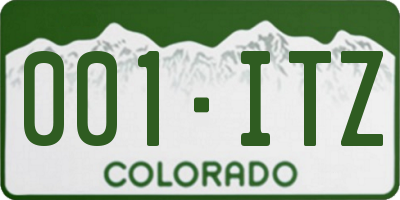 CO license plate 001ITZ