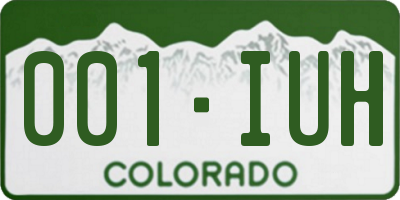 CO license plate 001IUH