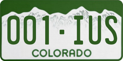 CO license plate 001IUS