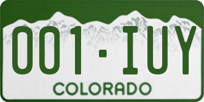 CO license plate 001IUY