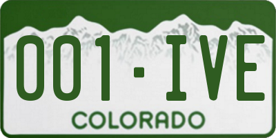 CO license plate 001IVE