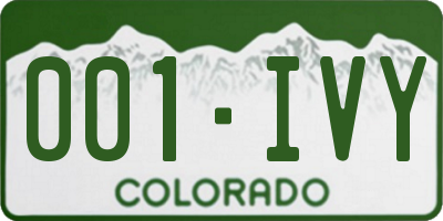 CO license plate 001IVY