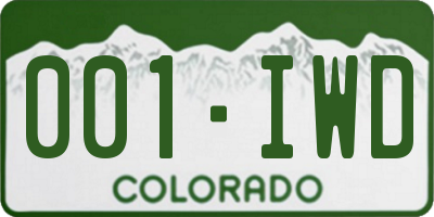 CO license plate 001IWD