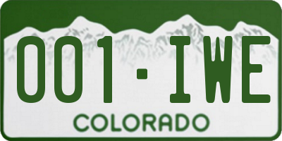 CO license plate 001IWE