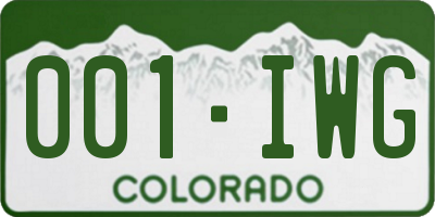 CO license plate 001IWG