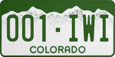 CO license plate 001IWI