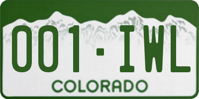 CO license plate 001IWL