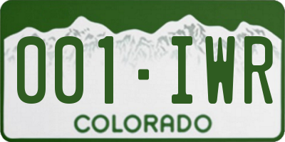 CO license plate 001IWR