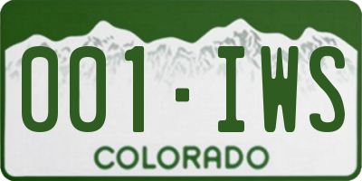 CO license plate 001IWS