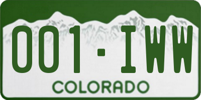 CO license plate 001IWW