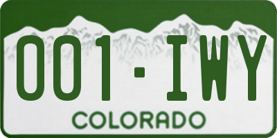 CO license plate 001IWY