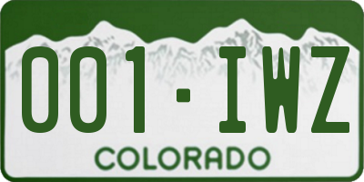 CO license plate 001IWZ