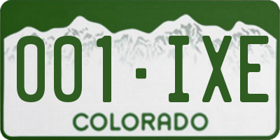 CO license plate 001IXE