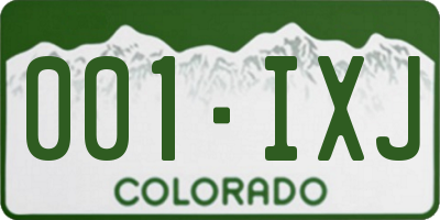 CO license plate 001IXJ