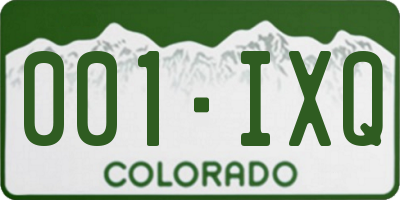 CO license plate 001IXQ