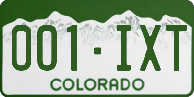 CO license plate 001IXT