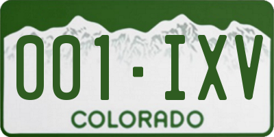 CO license plate 001IXV