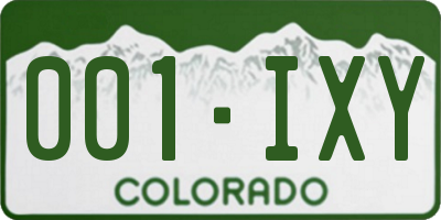 CO license plate 001IXY