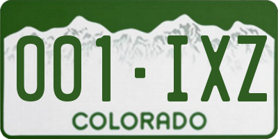 CO license plate 001IXZ