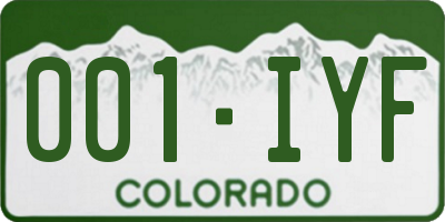 CO license plate 001IYF