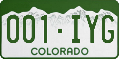 CO license plate 001IYG