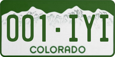 CO license plate 001IYI