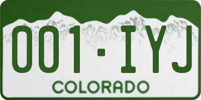 CO license plate 001IYJ