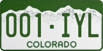 CO license plate 001IYL