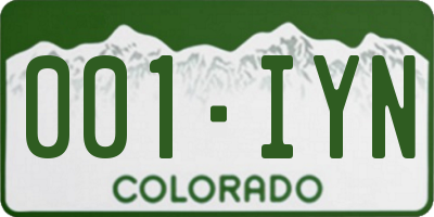 CO license plate 001IYN