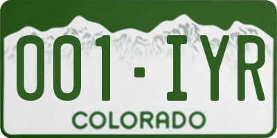 CO license plate 001IYR