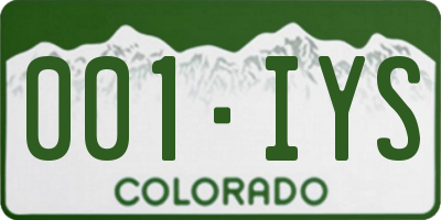 CO license plate 001IYS