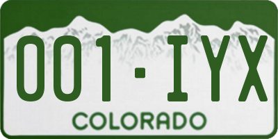 CO license plate 001IYX