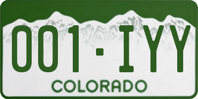 CO license plate 001IYY