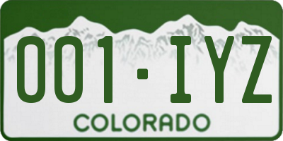 CO license plate 001IYZ