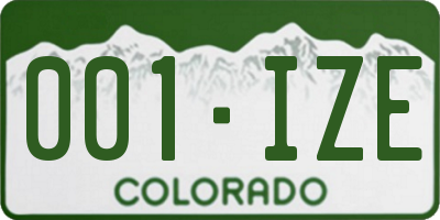 CO license plate 001IZE