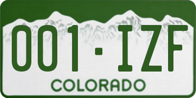 CO license plate 001IZF