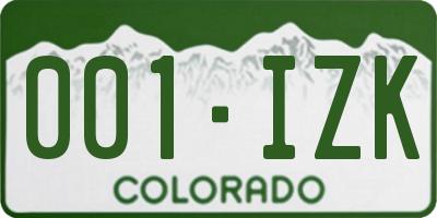 CO license plate 001IZK