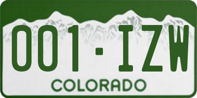 CO license plate 001IZW